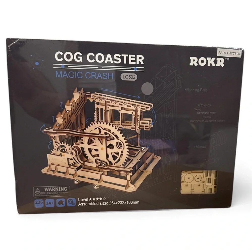 ROKR Cog Coaster Magic Crash LG502 3D Wooden Puzzle Marble Run Kit